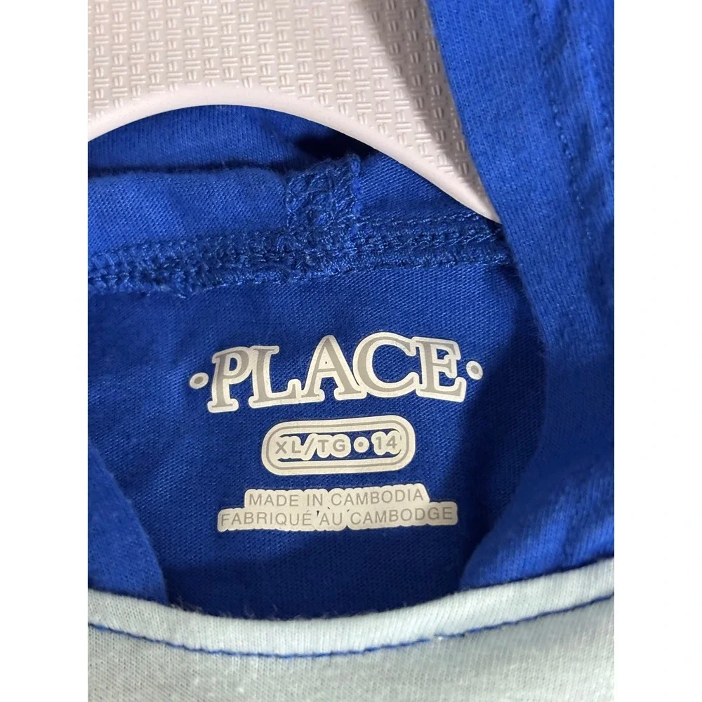 The Childrens Place Boys Blue Ombre Hooded‎ Long Sleeve Tee Shirt XL 14